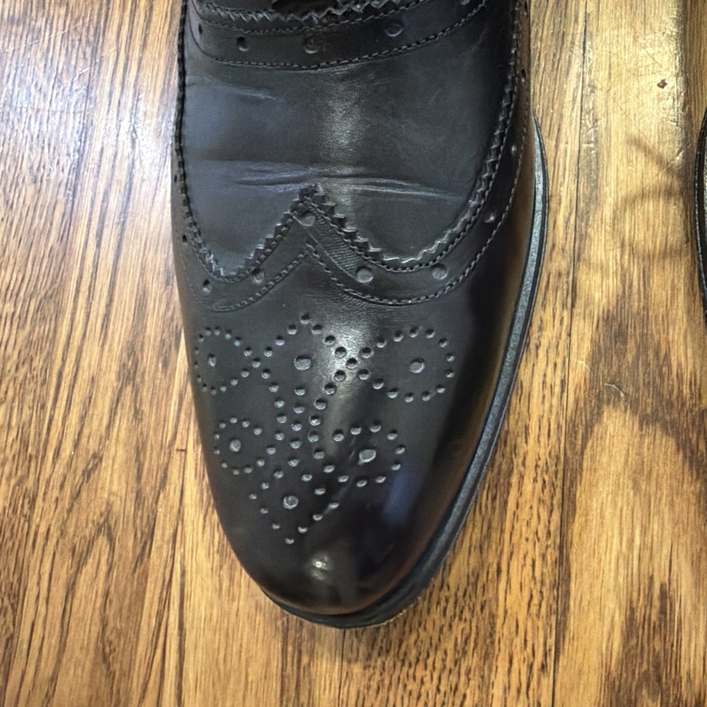 Undandy Black Leather Wingtip Brogue Oxford Dress Shoes Mens 14 EU 48 Formal - Picture 4 of 15